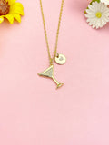 Gold Wine Glass Goblet Necklace, Wine Cup Pendant Jewelry Gift, N7207