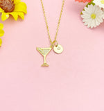 Gold Wine Glass Goblet Necklace, Wine Cup Pendant Jewelry Gift, N7207