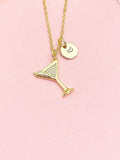 Gold Wine Glass Goblet Necklace, Wine Cup Pendant Jewelry Gift, N7207