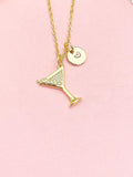 Gold Wine Glass Goblet Necklace, Wine Cup Pendant Jewelry Gift, N7207