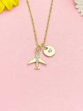 18K Gold Plated Airplane Necklace, Dainty Travel Pendant Gift for Women, N7222