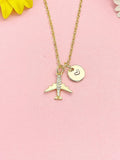18K Gold Plated Airplane Necklace, Dainty Travel Pendant Gift for Women, N7222