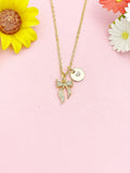 18K Gold Plated Bow Necklace, Dainty CZ Ribbon Pendant Gift, N7232