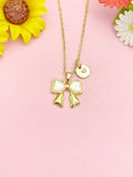 18K Gold Plated Bow Necklace, Dainty Shell Ribbon Pendant Gift, N7233