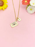 18K Gold Plated Cassette Tape Necklace, Dainty Retro Music Pendant Gift, N7236