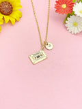18K Gold Plated Cassette Tape Necklace, Dainty Retro Music Pendant Gift, N7236