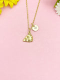 18K Gold Plated Pizza Necklace, Dainty Foodie Pendant Gift, N7237