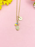 18K Gold Plated Cocktail Necklace, Dainty CZ Drink Pendant Gift, N7238