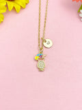 18K Gold Plated Cocktail Necklace, Dainty CZ Drink Pendant Gift, N7238