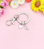 Silver Rx Keychain, Medical Symbol Charm Gift for Healthcare Workers, K2239