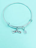 Silver Dance Bracelet, Dainty Bangle Gift for Dancers and Dance Moms, B2665