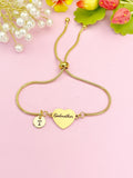 Gold Godmother Bracelet, Dainty Heart Bangle Gift for Godmothers, Tarnish Resistant, D260T