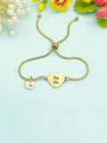 Gold Big Sis Bracelet, Dainty Heart Bracelet Gift for Sisters, Big Sis, Mid Sis, Lil Sis Option, D566B