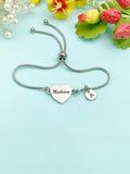 Silver Madrina Bracelet, Dainty Heart Bracelet Gift for Godmothers, Tarnish Resistant, D574S
