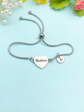 Silver Madrina Bracelet, Dainty Heart Bracelet Gift for Godmothers, Tarnish Resistant, D574S