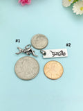 Silver Grasshopper Keychain, Initial Charm, Personalized Gift