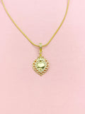 Gold Mexican Milagro Flaming Heart Necklace, Sacred Holy Heart Pendant Gift for Women, SN6838