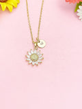 18K Gold Plated Sunflower Necklace, Dainty CZ Flower Pendant Gift for Women, N7247