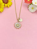 18K Gold Plated Sunflower Necklace, Dainty CZ Flower Pendant Gift for Women, N7247