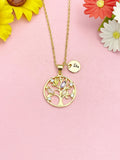 18K Gold Plated Tree Necklace, Dainty CZ Family Tree Pendant Gift for Women, N7248