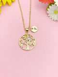 18K Gold Plated Tree Necklace, Dainty CZ Family Tree Pendant Gift for Women, N7248