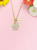 18K Gold Plated Flower Necklace, Dainty CZ Blossom Pendant Gift for Women, N7250
