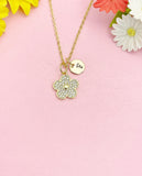 18K Gold Plated Flower Necklace, Dainty CZ Blossom Pendant Gift for Women, N7250