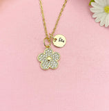 18K Gold Plated Flower Necklace, Dainty CZ Blossom Pendant Gift for Women, N7250