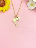 18K Gold Plated Tennis Racket Necklace, Dainty Sports Pendant Gift for Women, N7253