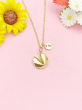 Gold Fortune Cookie Charm Necklace, Luck Jewelry, N6000