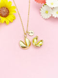 Gold Fortune Cookie Charm Necklace, Luck Jewelry, N6000