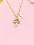 18K Gold Plated Mushroom Necklace, Dainty Cubic Zirconia Toadstool Pendant Gift for Women N7254