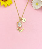 18K Gold Plated Tulip Necklace, Dainty CZ Flower Pendant Gift for Women, N7255