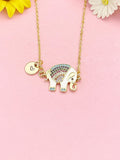 18K Gold Plated Elephant Necklace, Dainty Colorful CZ Elephant Pendant Gift for Women, N7258