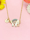 18K Gold Plated Elephant Necklace, Dainty Colorful CZ Elephant Pendant Gift for Women, N7258