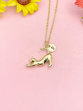 18K Gold Plated Cat Necklace, Dainty Stretching Cat Pendant Gift, N7264