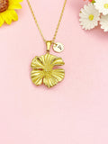 18K Gold Plated Hibiscus Necklace, Tropical Flower Pendant Gift, N7270