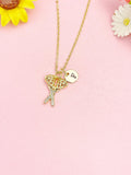 18K Gold Plated Lacrosse Necklace, Crossed Sticks Pendant Gift, N7271