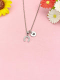 Silver Horseshoe Necklace, Lucky Pendant Gift, N7276