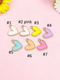 Gold Heart Charm Necklace, Colorful Pastel Pendant Gift, N7278