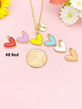 Gold Heart Charm Necklace, Colorful Pastel Pendant Gift, N7278