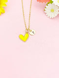 Gold Heart Charm Necklace, Colorful Pastel Pendant Gift, N7278