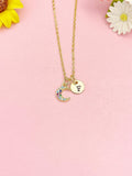Gold Moon Necklace, Colorful Tiny Crescent Moon Pendant Gift, N7279