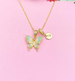 18K Gold Plated Butterfly Cubic Zirconia Pendant Necklace, Dainty Gift for Her, N6979