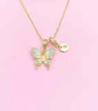 18K Gold Plated Butterfly Cubic Zirconia Pendant Necklace, Dainty Gift for Her, N6979