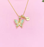 18K Gold Plated Butterfly Cubic Zirconia Pendant Necklace, Dainty Gift for Her, N6979