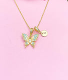 18K Gold Plated Butterfly Cubic Zirconia Pendant Necklace, Dainty Gift for Her, N6979