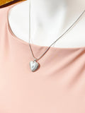 Silver Heart Flower Locket Pendant Necklace, Engraving Personalized Customized Jewelry, Tarnish Resistant, D391