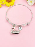 Silver or Gold Swan Charm Bracelet, N2163S