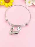 Silver or Gold Swan Charm Bracelet, N2163S